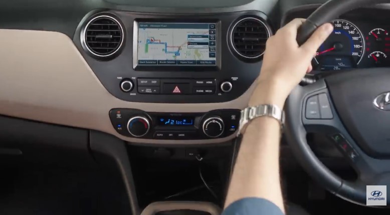 grand i10 interior design with touchscreen and AC controls